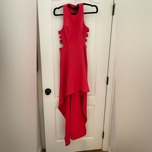 BCBG MAXAZRIA ROSALYN CUTOUT HIGH-LOW MAXI DRESS